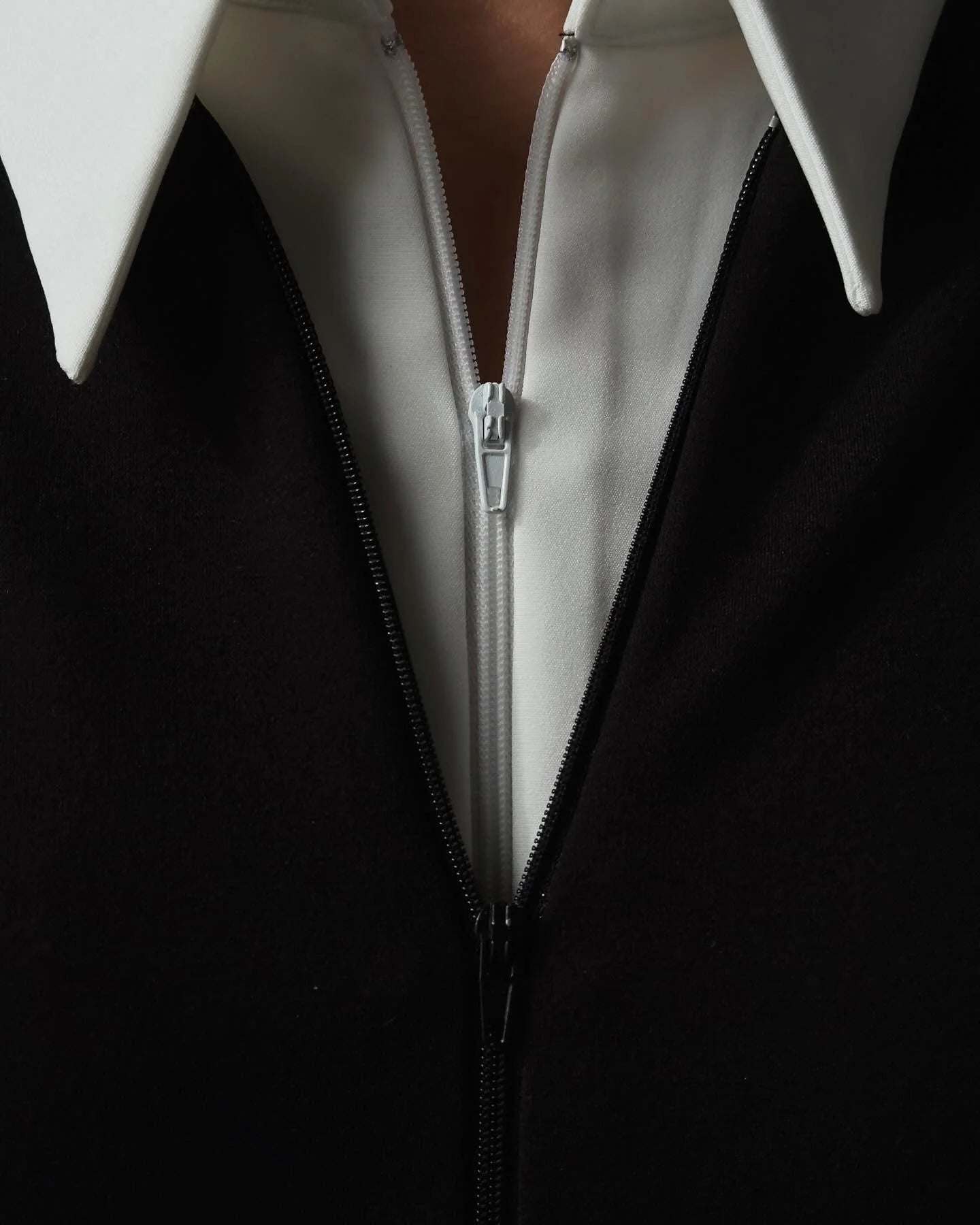 Shirt Collar Black and White Midi Dress
