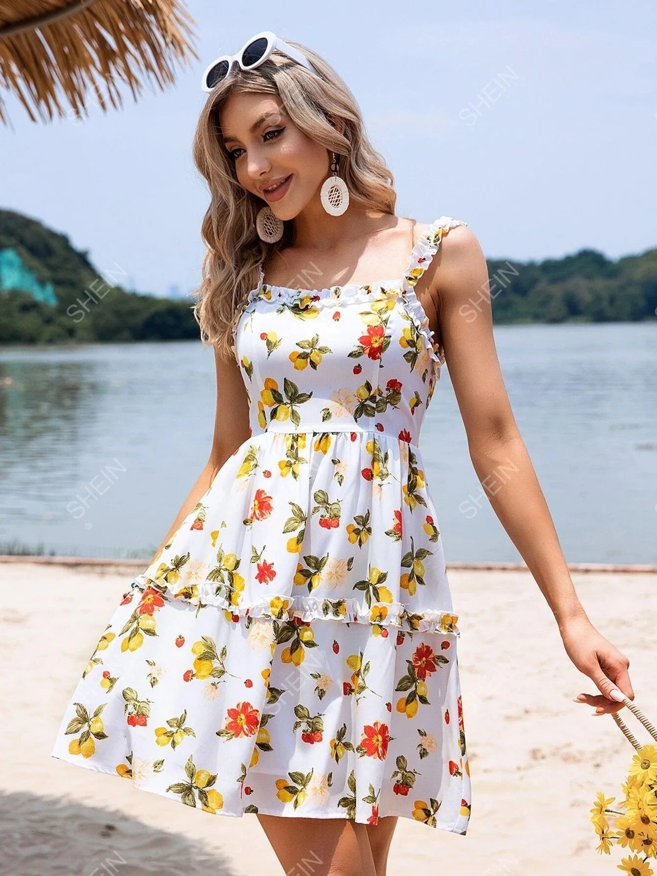 2025 Summer Boho Floral Mini Dress - Sleeveless Belted